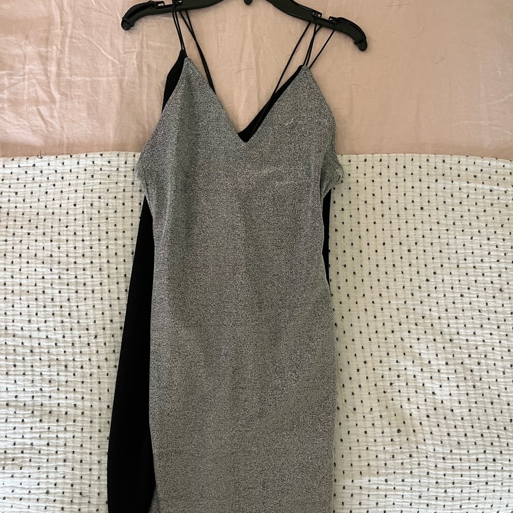 Cider Gray and Black Mini Dress